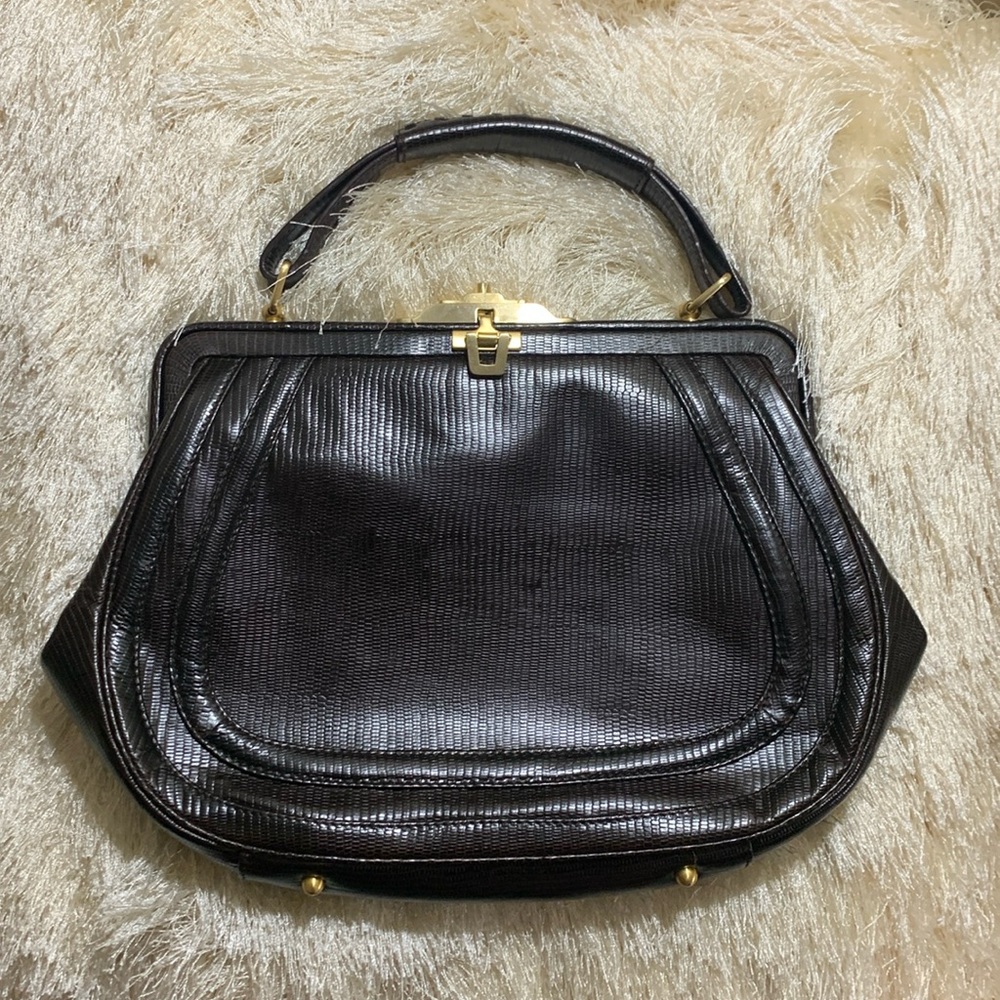 Via Spiga Olivia Brown Leather Footed Handbag